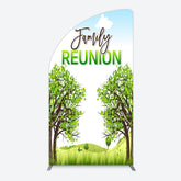 Aperturee - Aperturee Fresh Green Trees Scene Family Reunion Half Moon Arch Backdrop
